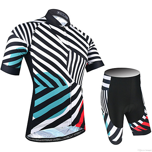 

21Grams Women's Short Sleeve Cycling Jersey with Shorts Black / White Bike Breathable Quick Dry Sports Patterned Mountain Bike MTB Road Bike Cycling Clothing Apparel / Micro-elastic