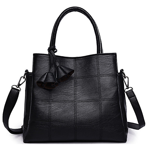 

Women's Polyester / PU Top Handle Bag Solid Color Red / Black