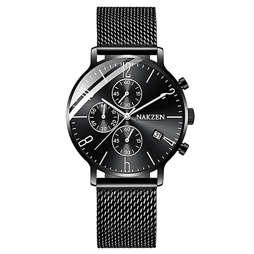 

Men's Steel Band Watches Japanese Quartz Stainless Steel 30 m Water Resistant / Waterproof Calendar / date / day Chronograph Analog Fashion Cool - Blue Black One Year Battery Life