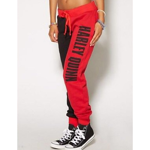

Women's Sporty Sweatpants Pants - Print Red Blue Gray XS S M