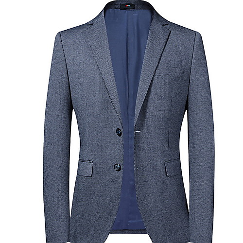

Men's Blazer, Solid Colored Notch Lapel Polyester Blue / Gray
