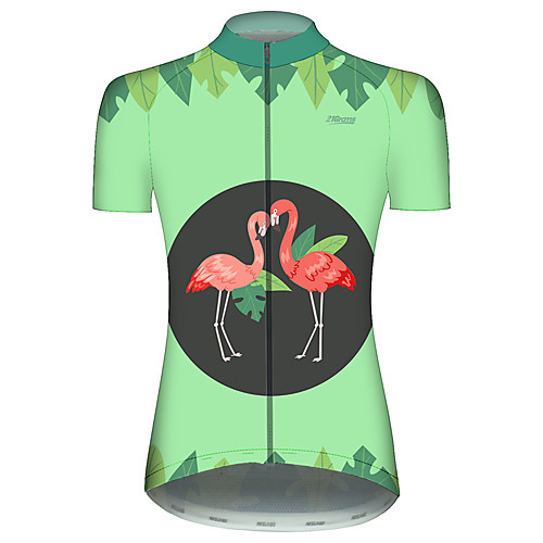 

21Grams Women's Short Sleeve Cycling Jersey PinkGreen Flamingo Floral Botanical Bike Jersey Top Mountain Bike MTB Road Bike Cycling UV Resistant Breathable Quick Dry Sports Clothing Apparel