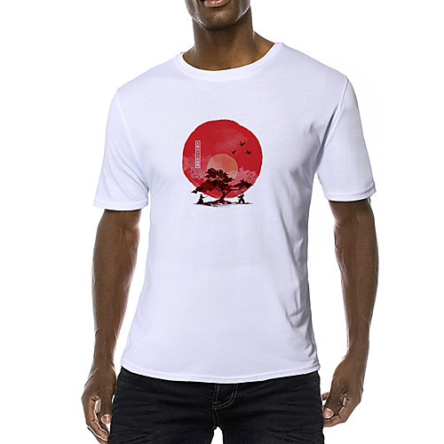 

Men's Daily Sports Business / Basic T-shirt - Rainbow / Scenery Black & White, Print Blushing Pink