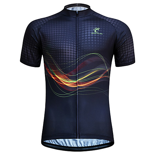 

JESOCYCLING Men's Women's Short Sleeve Cycling Jersey 100% Polyester Black Stripes Plus Size Bike Jersey Top Mountain Bike MTB Road Bike Cycling Breathable Quick Dry Ultraviolet Resistant Sports