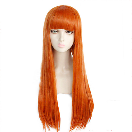 

Persona Series Cosplay Wigs Women's Straight bangs 26 inch Heat Resistant Fiber kinky Straight Orange Orange Anime