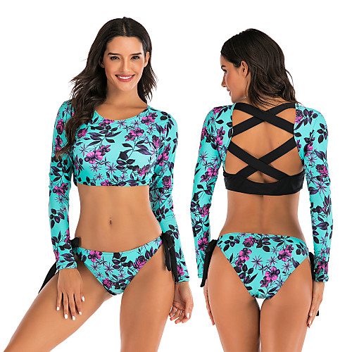 

Women's Rash Guard Dive Skin Suit Top Bottoms Thermal / Warm Long Sleeve Swimming Diving Patchwork Summer / High Elasticity