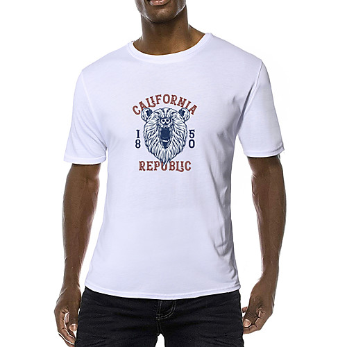 

Men's Daily Sports Business / Basic T-shirt - Solid Colored / Animal Black & White, Print Yellow