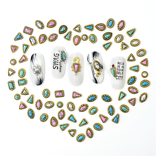 

150 pcs 3D Interface / Multi-Design Metal Alloy Nail Jewelry For Finger Nail Envelope / Rectangular Drop nail art Manicure Pedicure Daily Vintage / Fashion