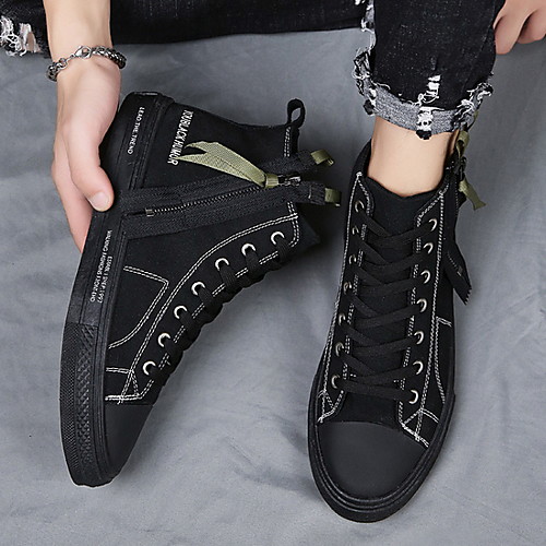 

Men's Canvas Spring Casual Sneakers Black / White / White / Black