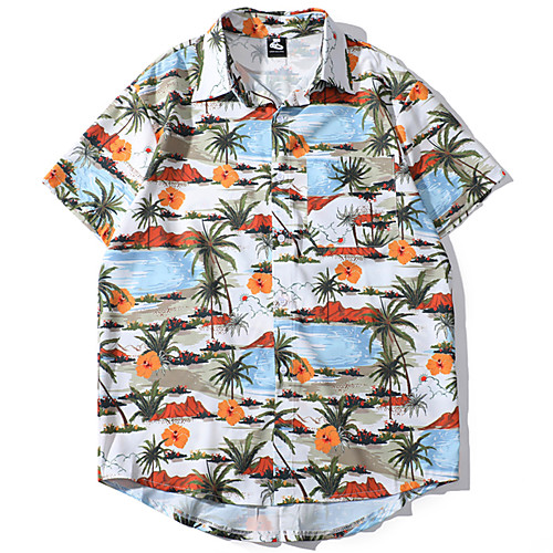 

Men's Daily Basic Shirt - Scenery Print Light Green