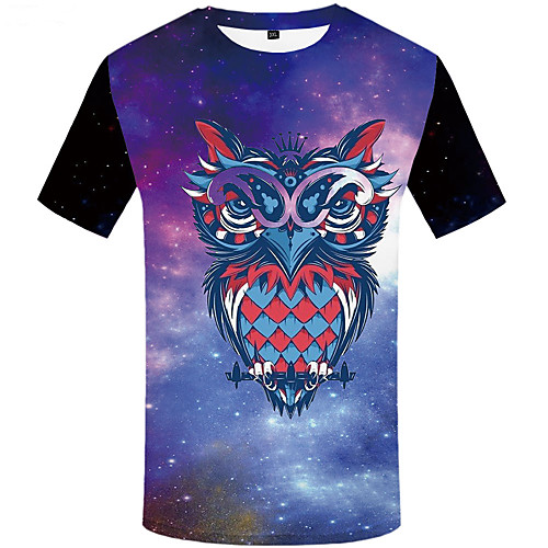 

Men's Daily Sports Basic / Street chic T-shirt - 3D / Graphic / Animal Print Purple