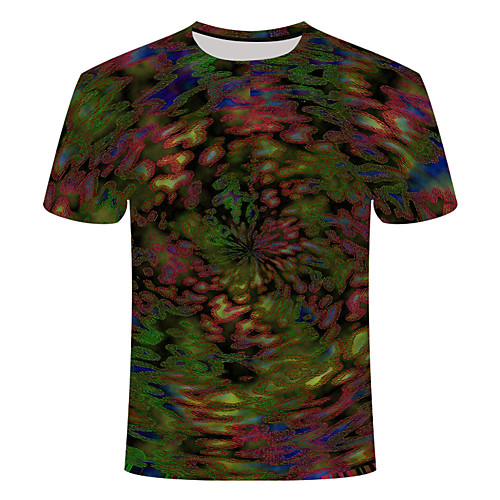

Men's Daily Going out Basic T-shirt - 3D / Graphic / Visual Deception Print Army Green