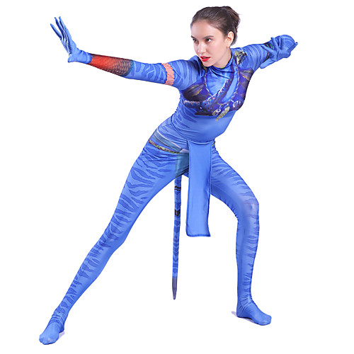

Zentai Suits Cosplay Cosplay Kid's Adults Lycra Spandex Cosplay Costumes Halloween Women's Ink Blue Printing Halloween Carnival Masquerade