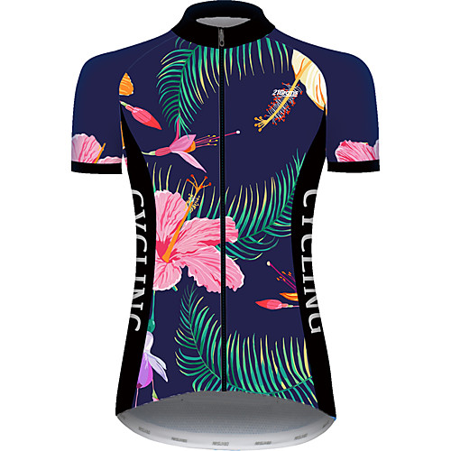 

21Grams Women's Short Sleeve Cycling Jersey PinkGreen Animal Floral Botanical Bike Jersey Top Mountain Bike MTB Road Bike Cycling UV Resistant Breathable Quick Dry Sports Clothing Apparel / Stretchy