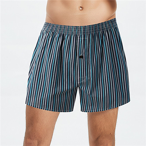 

Men's Print / Basic Boxers Underwear - Plus Size Mid Waist Navy Blue M L XL
