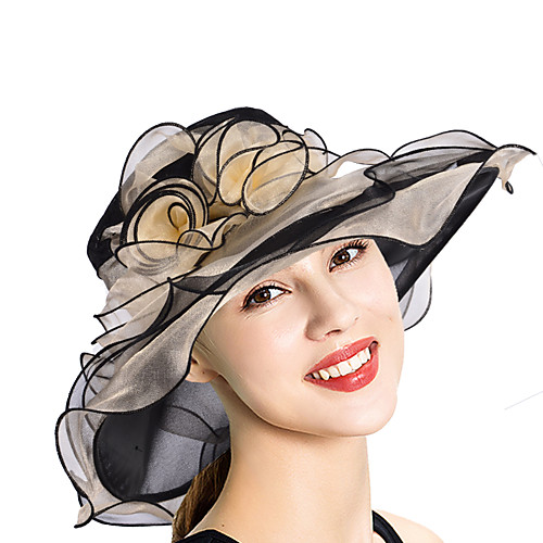 

Queen Elizabeth Audrey Hepburn Retro Vintage Summer Kentucky Derby Hat Fascinator Hat Women's Costume Golden / Yellow / Fuchsia Vintage Cosplay Party Evening Tea Party Festival
