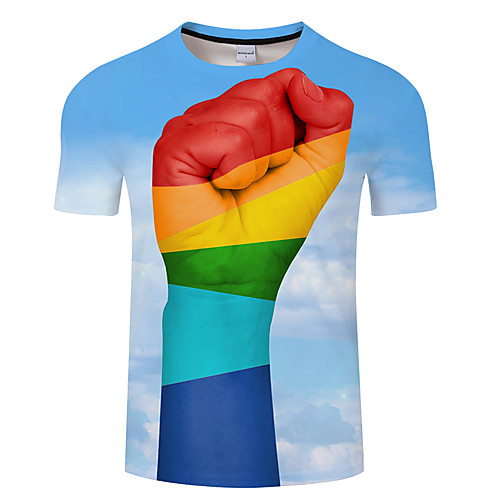 

Men's Daily Going out Exaggerated T-shirt - 3D / Rainbow / Graphic Print Blue