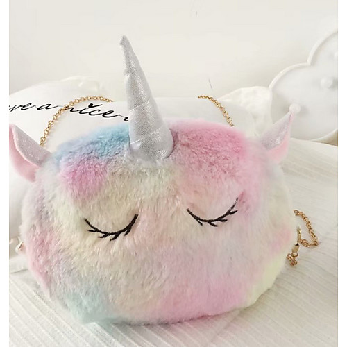 

Women's Zipper Foxhair Crossbody Bag Character Blushing Pink