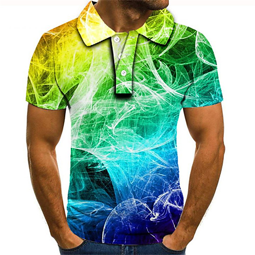 

Men's Daily Going out Street chic / Exaggerated Polo - Color Block / 3D / Graphic Rainbow