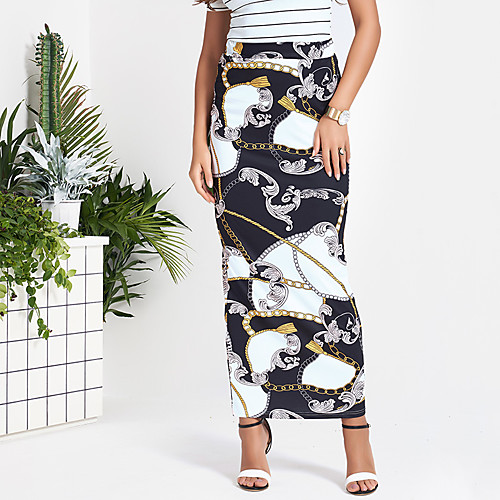 

Women's Date Active / Sophisticated Bodycon Skirts - Color Block Black S M L