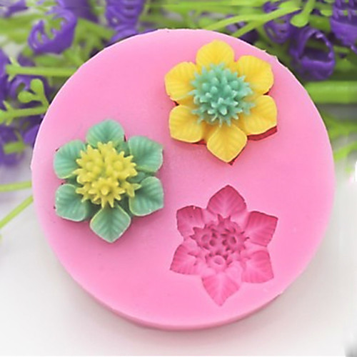 

Pinkie Three Cell Flower Silicone Mold Fondant Molds Sugar Craft Tools Resin flowers Mould Molds For Cakes