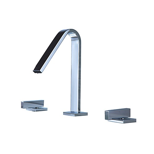 

Bathroom Sink Faucet - Widespread Chrome or Black Painted Finishes Widespread Two Handles Three Holes Deck Mounted Vessel Sink Bathroom Basin Bath Taps