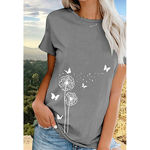 

Women's Geometric Print T-shirt - Cotton Daily Black / Blue / Gray