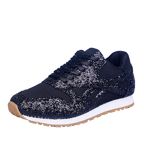 

Women's Sneakers 2020 Flat Heel Round Toe Sequin Faux Leather / Mesh Sporty / Casual Running Shoes / Walking Shoes Fall / Spring & Summer Pink / Black / Gray
