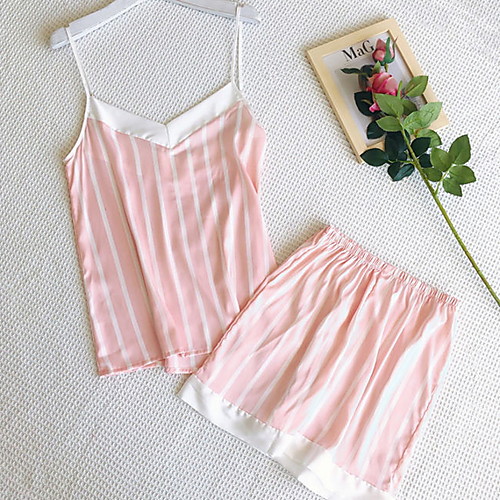 

Women's Lace Suits Nightwear Striped Blushing Pink Black Navy Blue M L XL