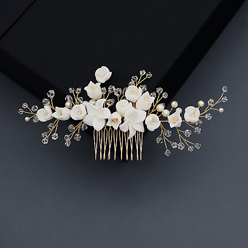 

Women's Hair Combs For Wedding Anniversary Gift Formal Crystal Ceramic Alloy Golden 1pc