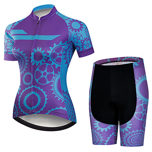 

21Grams Women's Short Sleeve Cycling Jersey with Shorts Black / Blue Gear Bike Clothing Suit Breathable 3D Pad Quick Dry Ultraviolet Resistant Sweat-wicking Sports Solid Color Mountain Bike MTB Road