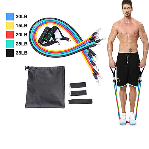 

Resistance Band Set 11 pcs Sports TPE Home Workout Gym Pilates Strength Training Muscular Bodyweight Training Muscle Building For Men Women Waist & Back Abdomen Glutes