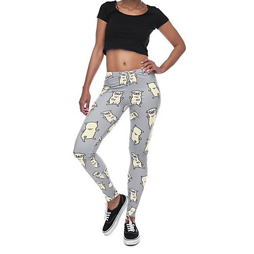 

Women's Sports / Yoga Sporty / Basic Legging - Geometric, Print Mid Waist Gray One-Size