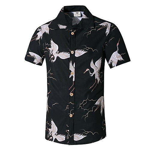 

Men's Going out Beach Boho / Punk & Gothic Shirt - Geometric / Color Block / Animal Print Black