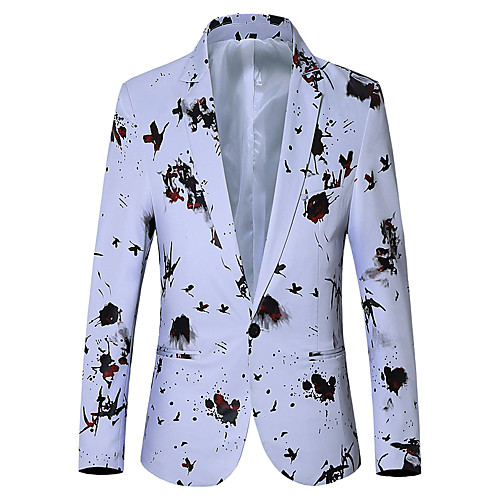 

Men's Blazer, Floral Notch Lapel Rayon / Polyester Wine / Red / White