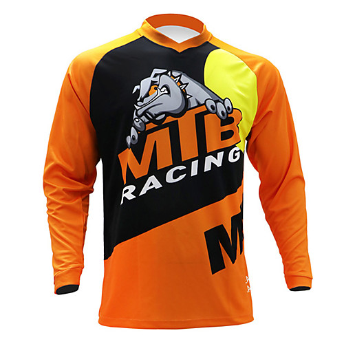 

21Grams Men's Long Sleeve Cycling Jersey Downhill Jersey Dirt Bike Jersey 100% Polyester Black / Orange Novelty Animal Cow Bike Jersey Top Mountain Bike MTB Road Bike Cycling UV Resistant Breathable