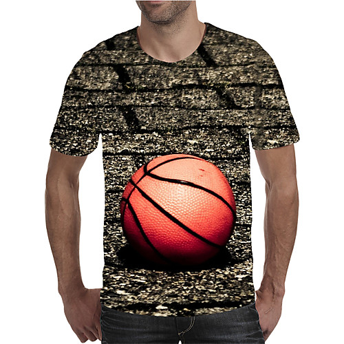 

Men's Daily Going out Street chic / Exaggerated T-shirt - Geometric / 3D / Graphic Pleated / Print Rainbow