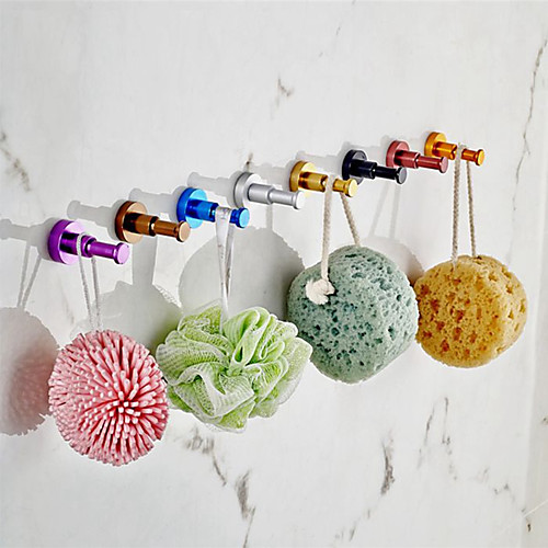 

Colorful Robe Hooks Bathroom Accessories Cylindrical Clothes Hook Rack for Kitchenware House Round Hook 10 pieces Hooks Mixed Random Color