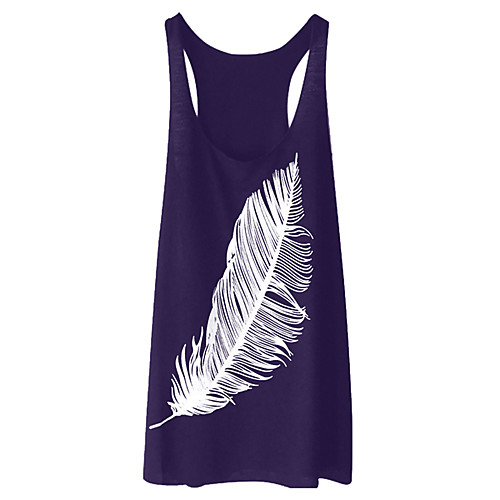 

Women's Daily Going out Basic / Elegant Tank Top - Color Block Blue & White, Print Purple