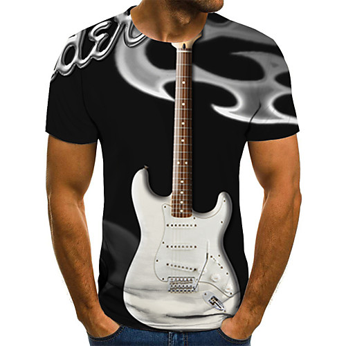 

Men's Daily Going out Street chic / Exaggerated T-shirt - Geometric / 3D / Graphic Pleated / Print Rainbow