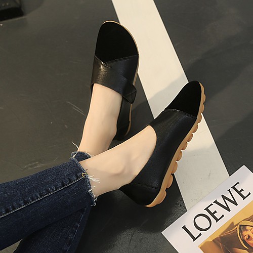 

Women's Flats 2020 Flat Heel Round Toe Faux Leather Casual / Vintage Spring & Fall / Summer Yellow / Red / Green