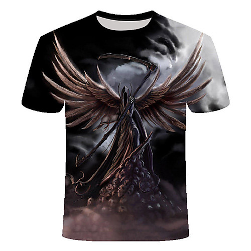 

Men's Daily Going out Basic T-shirt - 3D / Animal Print Black
