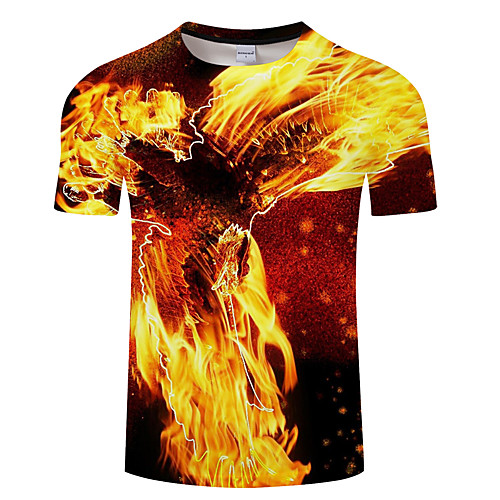 

Men's Daily Going out Exaggerated T-shirt - 3D / Animal Print Brown