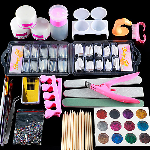

Acrylic Nail Art Kit Manicure Set 12 Colors Nail Glitter Powder Decoration Acrylic Pen Brush Nail Art Tool Kit For Beginners