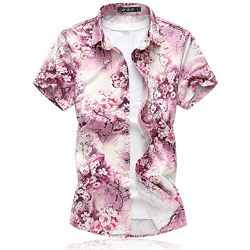

Men's Going out Weekend Business / Tropical Shirt - Geometric Print Red