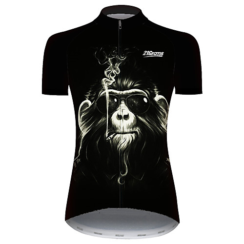 

21Grams Women's Short Sleeve Cycling Jersey 100% Polyester Black Animal Monkey Bike Jersey Top Mountain Bike MTB Road Bike Cycling UV Resistant Breathable Quick Dry Sports Clothing Apparel / Stretchy