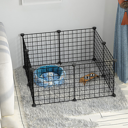 

Dog Playpen Play House Fence Systems Foldable Washable Durable Free Standing Plastic Black 8pcs