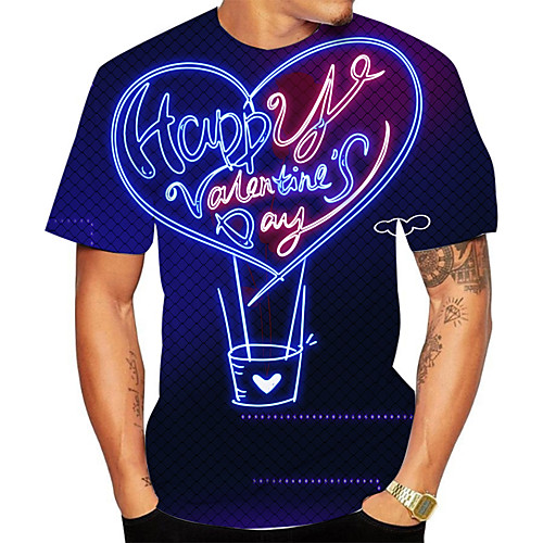 

Men's Daily Going out Basic T-shirt - 3D / Graphic / Letter Print Royal Blue