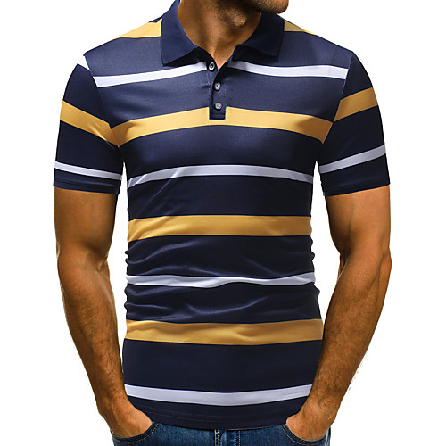 

Men's EU / US Size Polo - Striped Shirt Collar Yellow