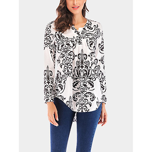 

Women's Daily T-shirt - Geometric White